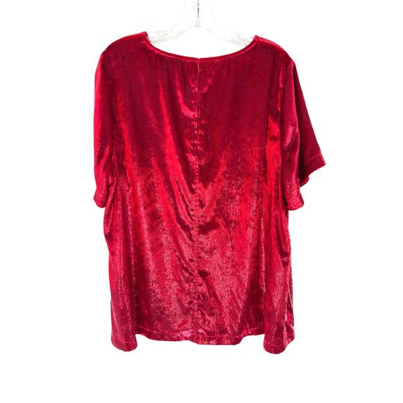 Lane Bryant Blouse Plus Short Sleeve Red Holiday Party Christmas Party Size 18 - Picture 9 of 11